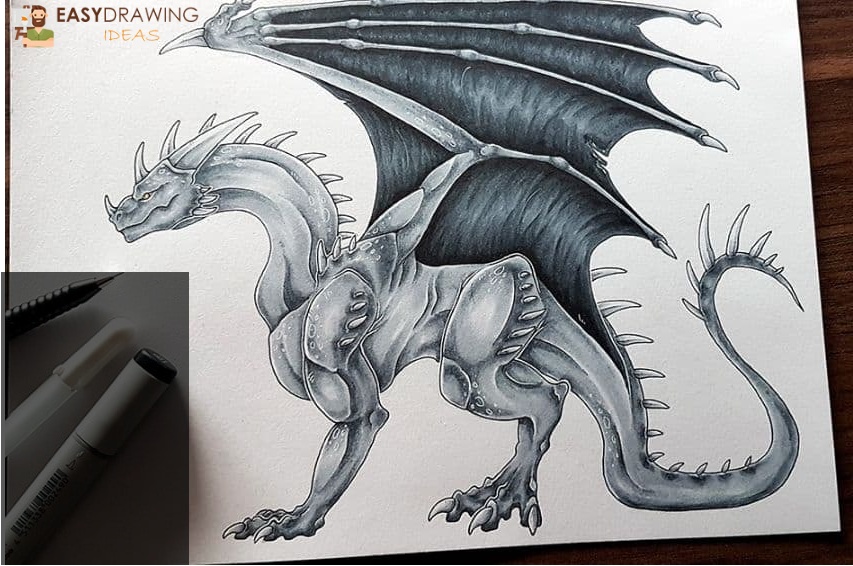 Dragon drawing - how to draw dragon step by step - dragon easy drawing