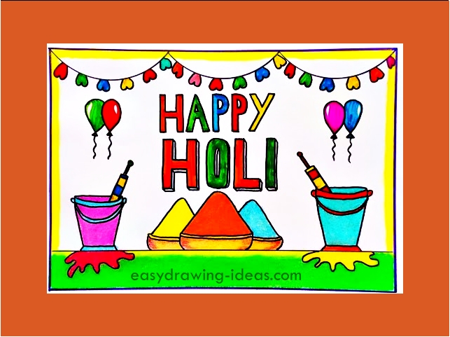 Holi Special Drawing | Holi Festival Poster Drawing | Happy Holi Drawing