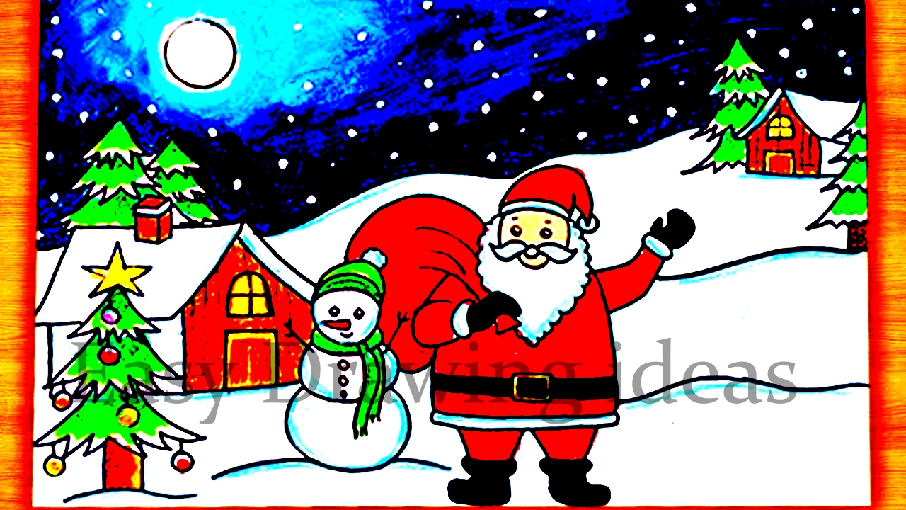 Santa Christmas drawing merry christmas drawing easy drawing ideas