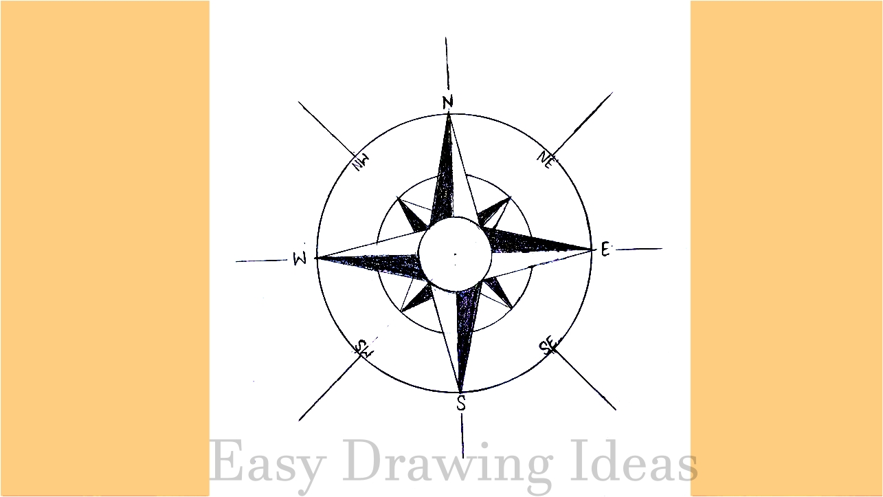 How to draw a Compass Compass Drawing Compass Sketch compass drawing step by step